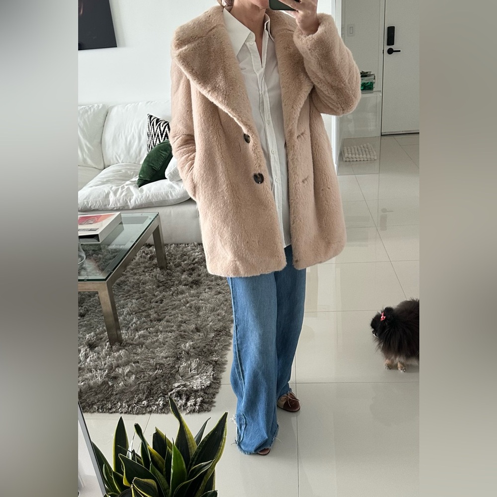Zara Cream Teddy Jacket Oversized Plush